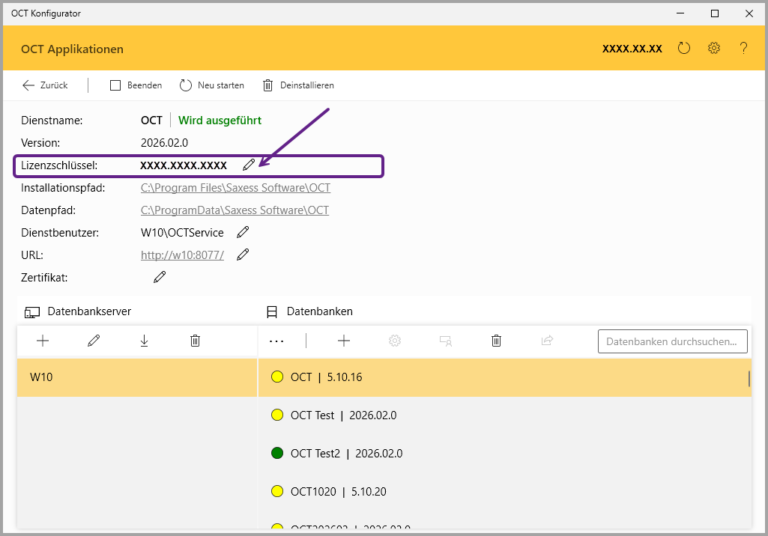 Konfigurator, Lizenz bearbeiten