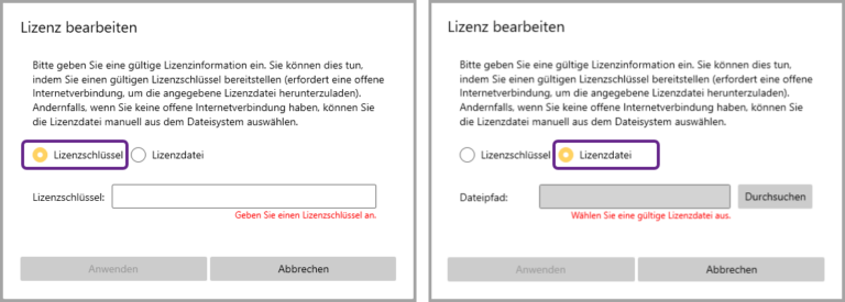 Konfigurator, Lizenzaustausch, Lizenz bearbeiten