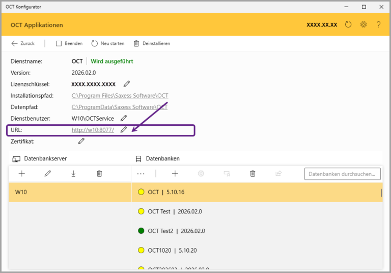 Konfigurator, URL bearbeiten